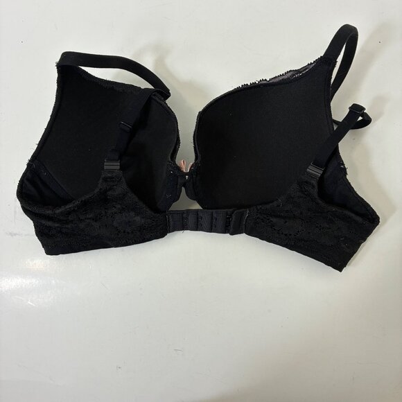 Body by Victoria Perfect Shape Bra Black Lace Pink Bow 32C Coquette Flirty - Picture 4 of 7